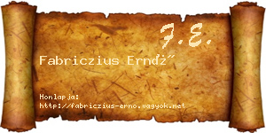 Fabriczius Ernő névjegykártya