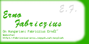 erno fabriczius business card